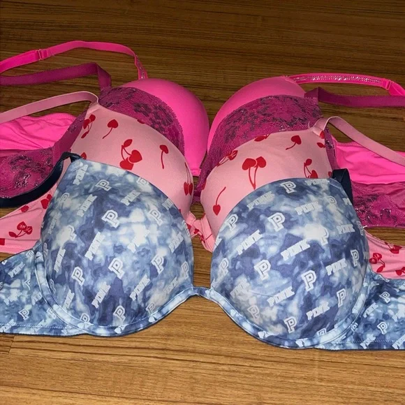 Lot of 5 Victoria's Secret Pink and Multicolor Bra Collection PreOwned - Picture 4 of 16